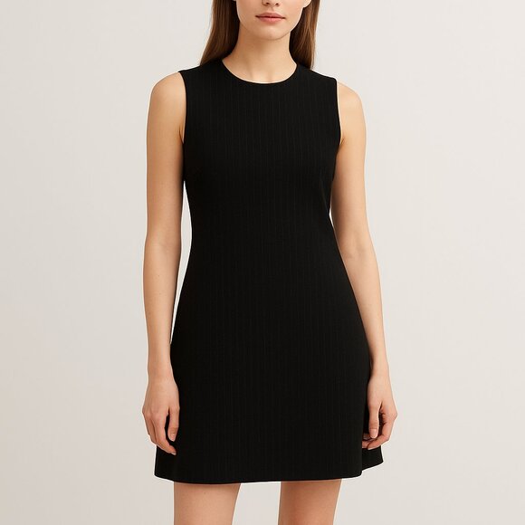 Vintage Whistles Black Mini Dress | Made in UK | 90s Minimalist A-Line - Picture 1 of 6